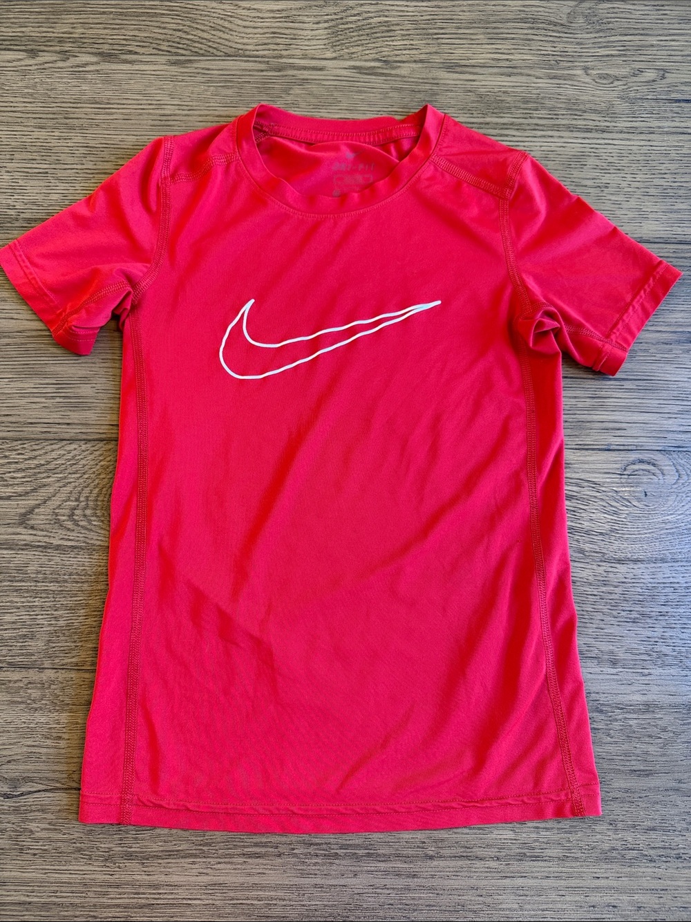 Nike Red Short Sleeve Dri-FIT Fitted Tee with White Swoosh